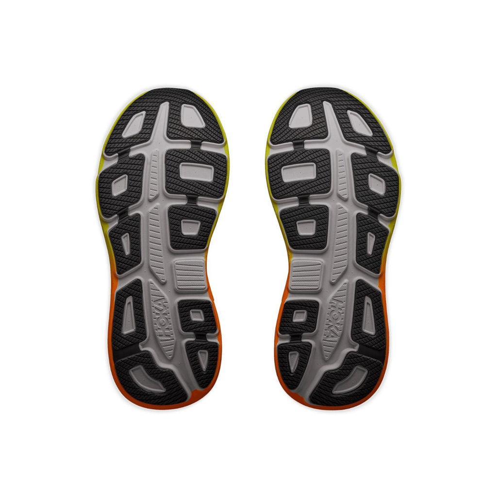 Hoka Bondi 9 herre løbesko sål med mønster og orange kant