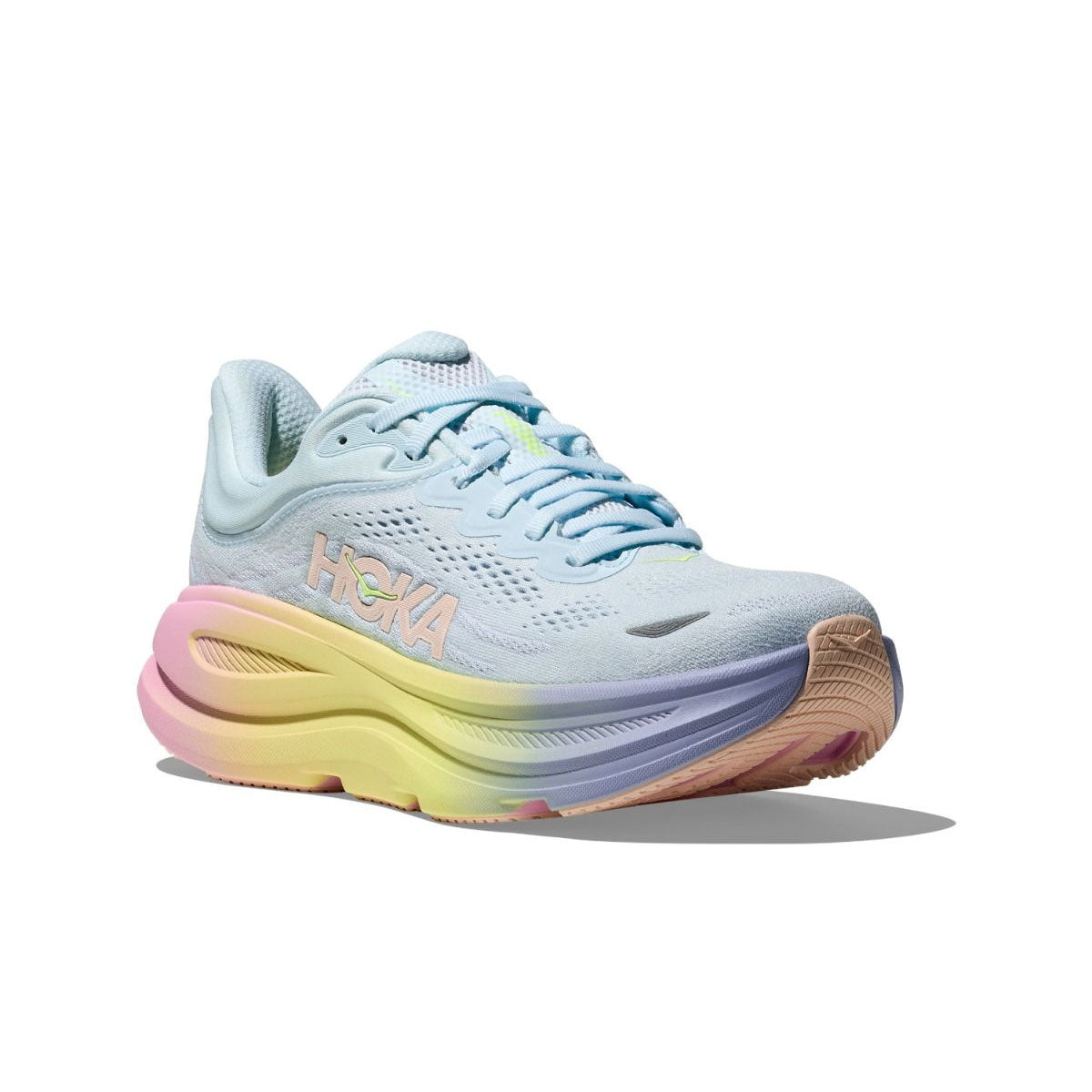 Hoka Bondi 9 Dame løbesko i lyseblå med snørebånd