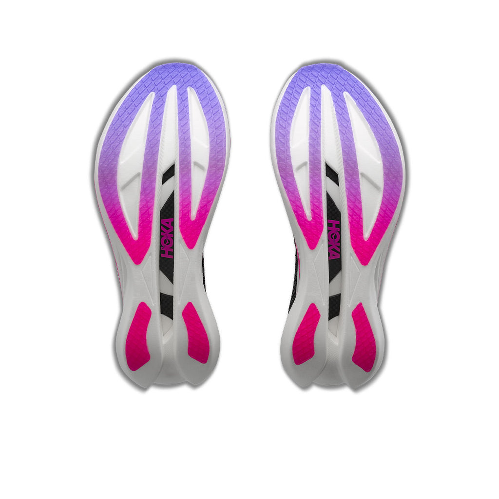 Hoka Cielo X1 3.0 løbesko med violette og pink detaljer på sålen
