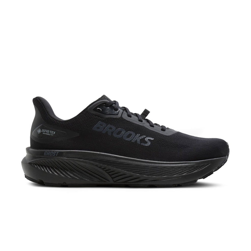 Brooks Ghost 18 GTX Dame løbesko i sort med snørebånd og sål