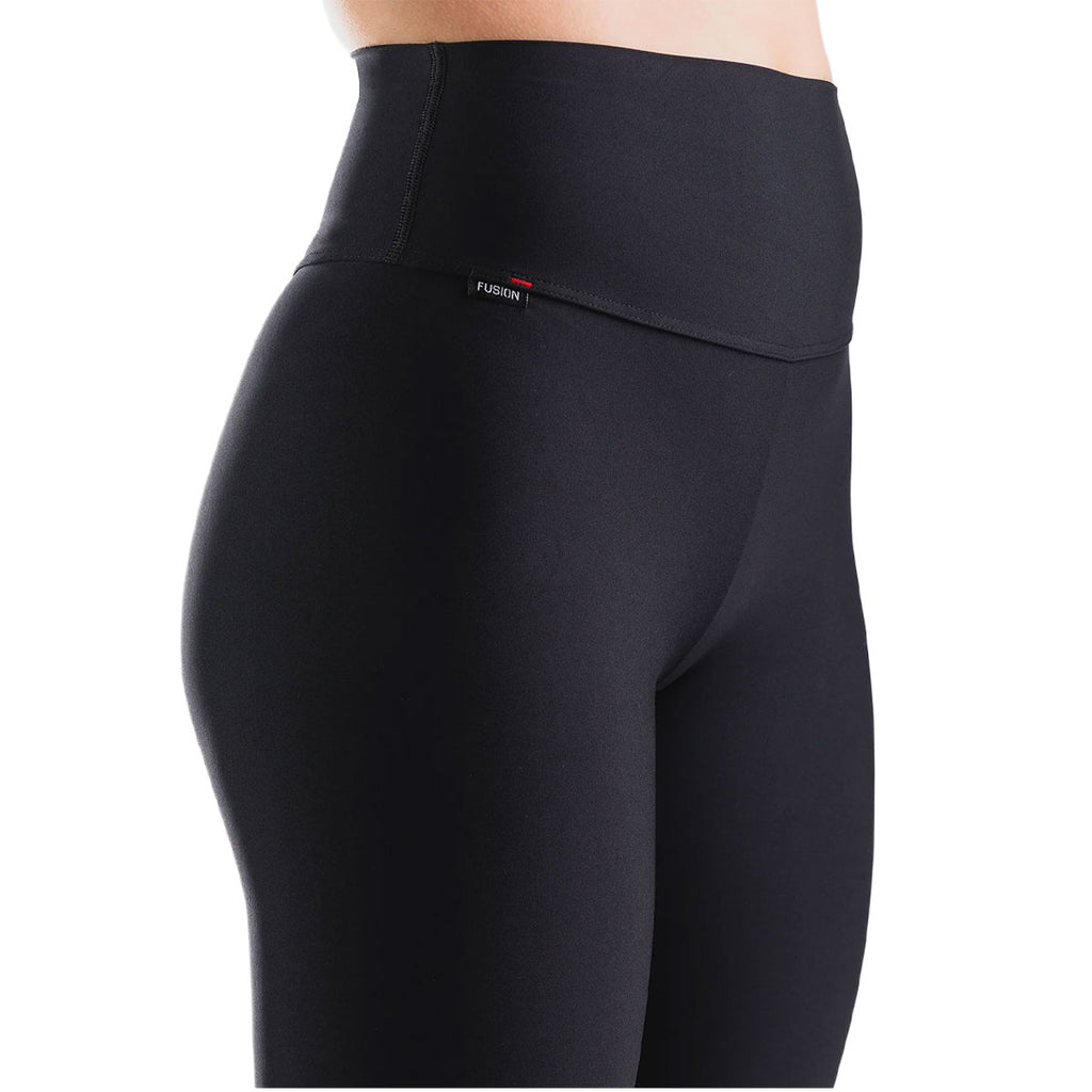 Fusion højtaljede dame tights i sort med logo ved taljen