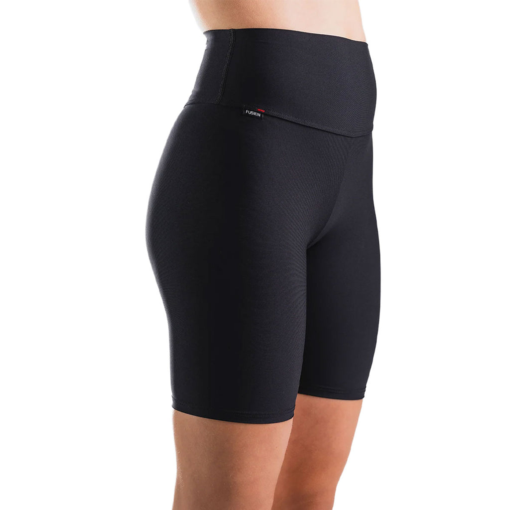 Sorte high waist korte tights med logo foran