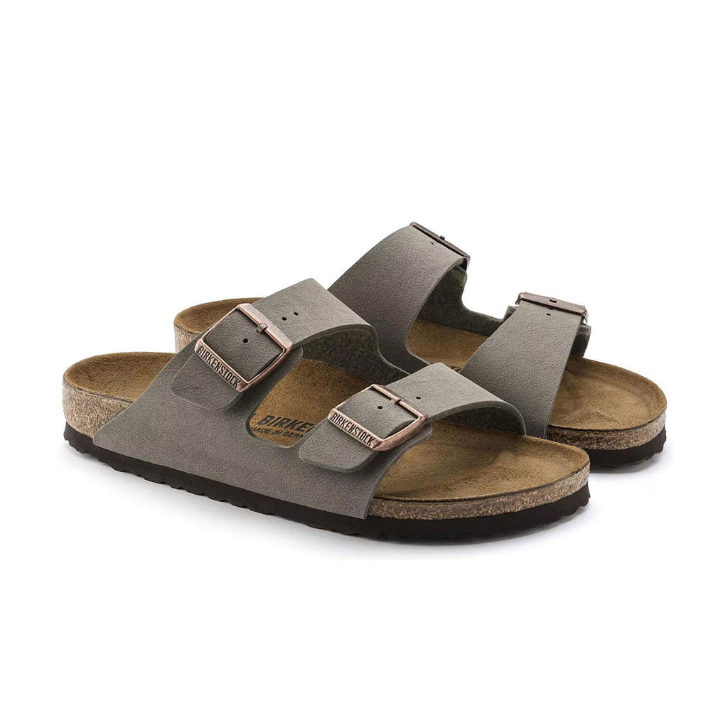 Birkenstock Arizona sandaler i nubuck stenfarve med to remme