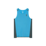On Performance tanktop til herre i blå med grå sidestriber