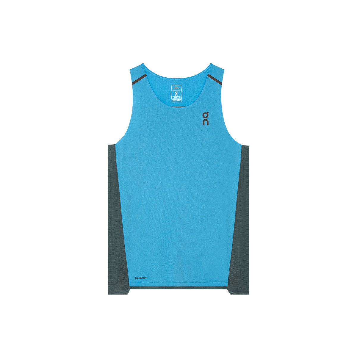 On Performance tanktop til herre i blå med grå sidestriber