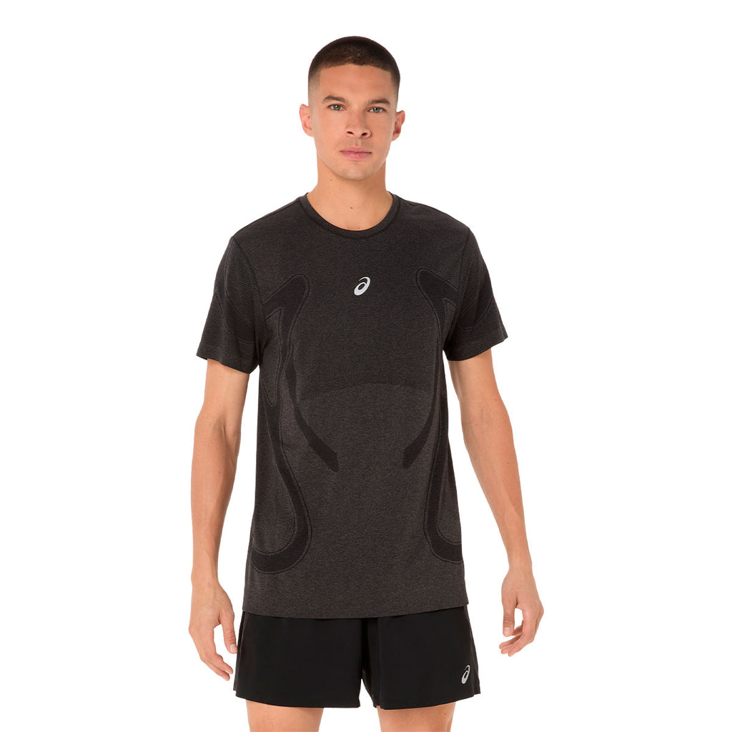 ASICS herre T-shirt med korte ærmer og rund hals, sort med logo