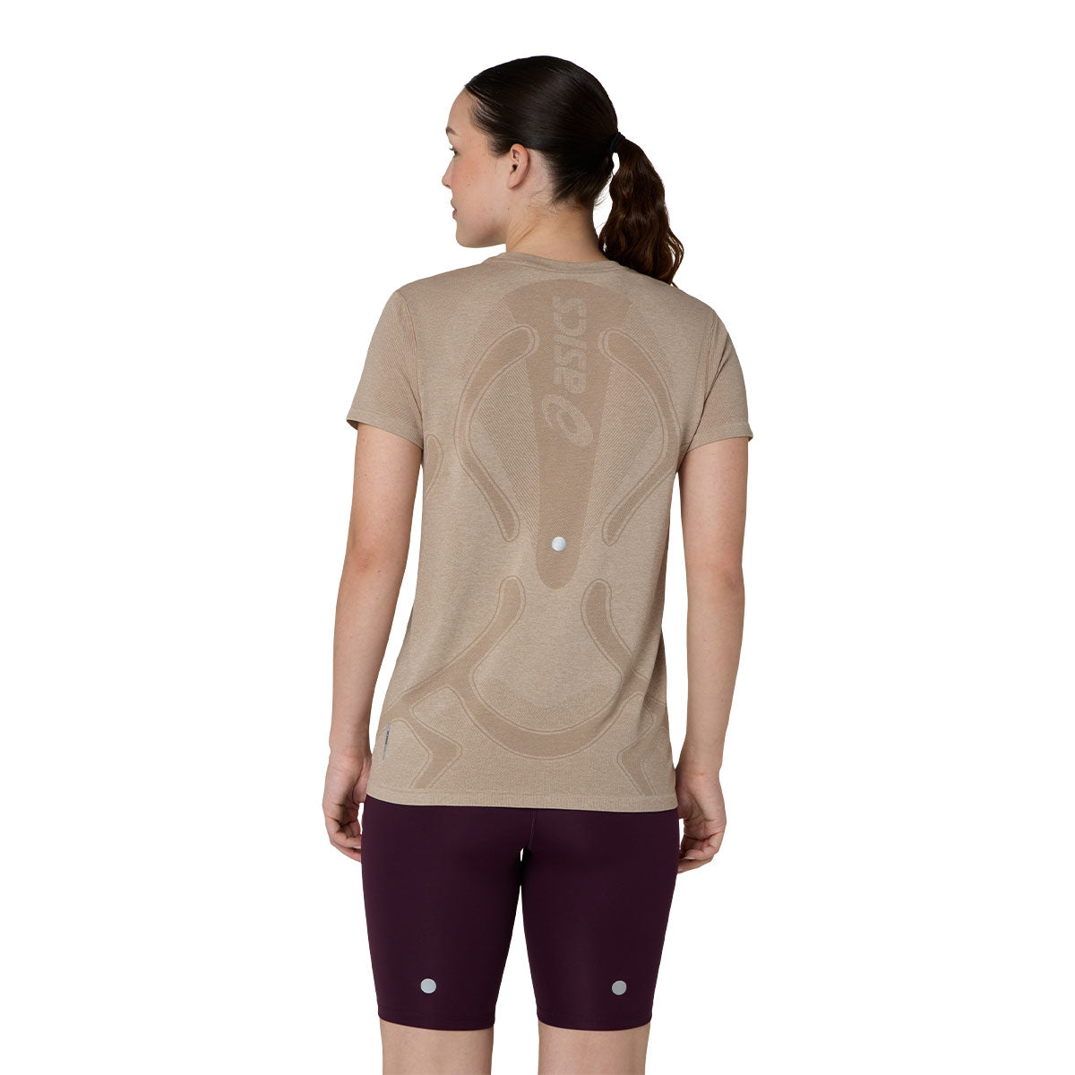 Beige ASICS Road Seamless SS dame T-shirt med korte ærmer