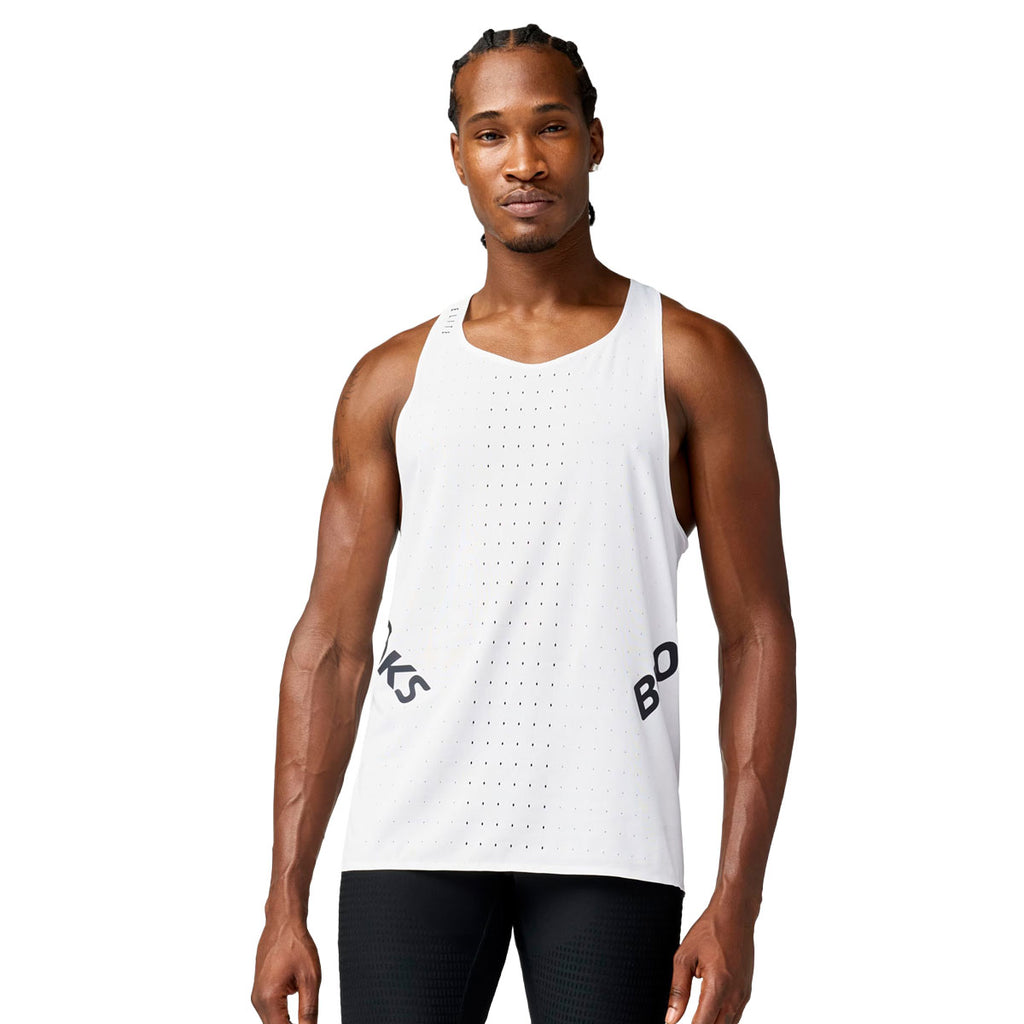 Brooks Hyperion Elite singlet til mænd i hvidt design med perforeringer