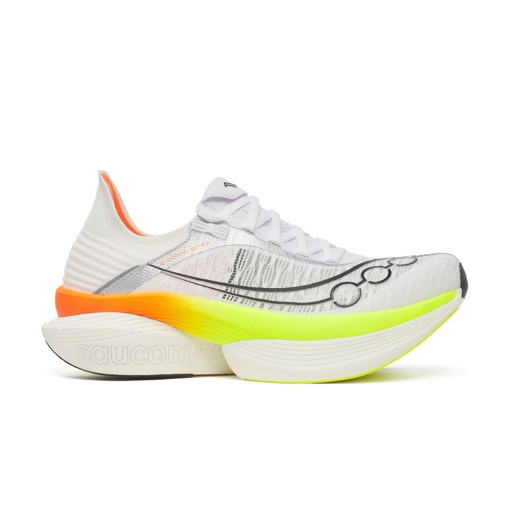 Saucony Endorphin Elite 2 løbesko i hvidt med neon detaljer
