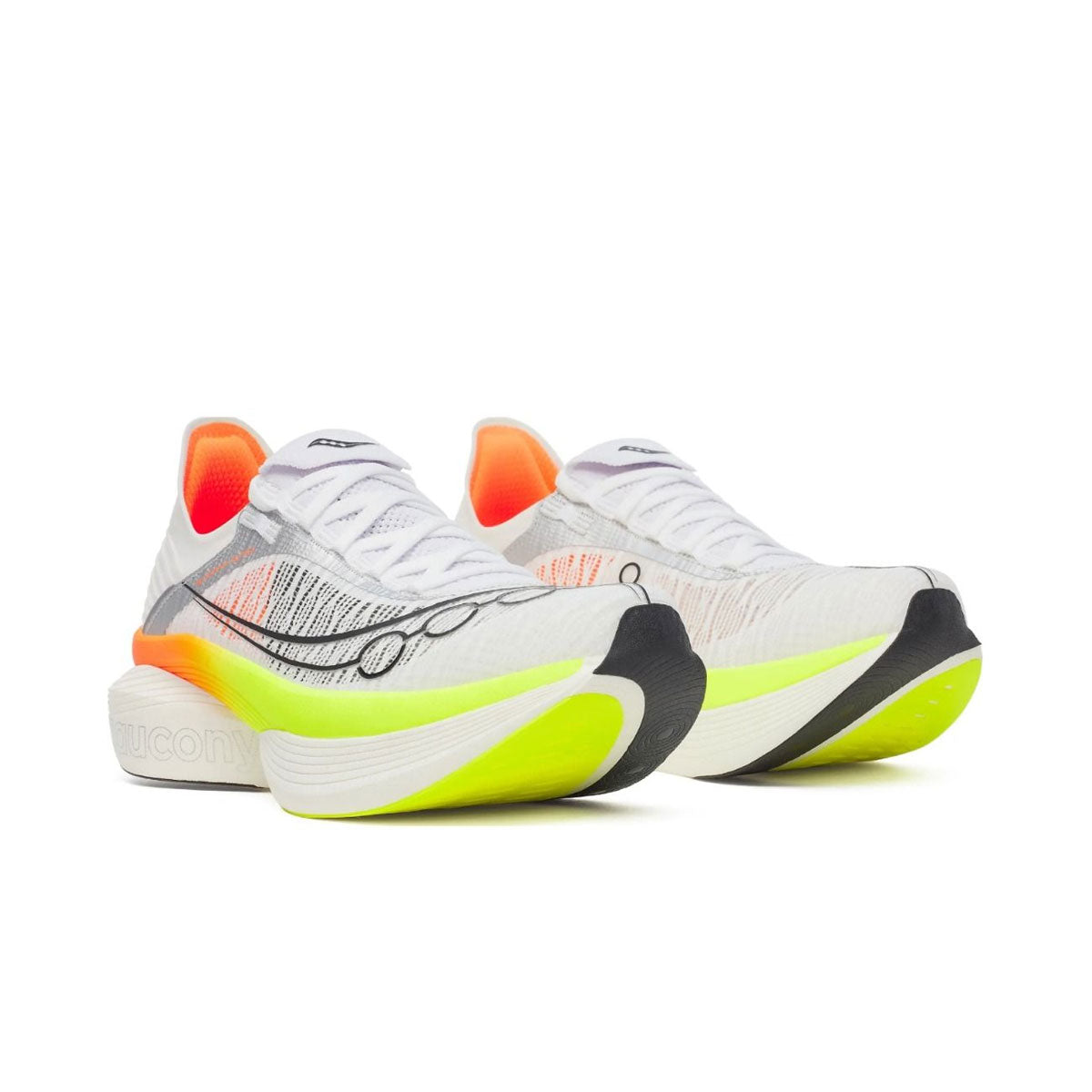 Saucony Endorphin Elite 2 løbesko i hvid med neon grøn sål