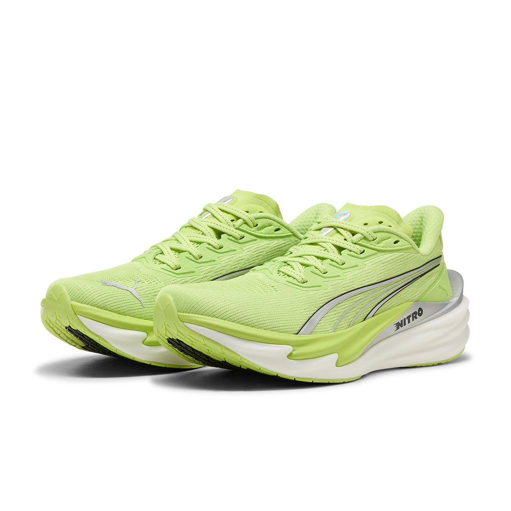 Puma Deviate NITRO 4 Dame løbesko i limegrøn med snørebånd