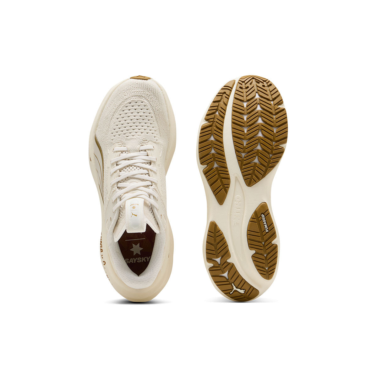 Puma Magnify NITRO 3 Saysky dame løbesko i hvid og brun
