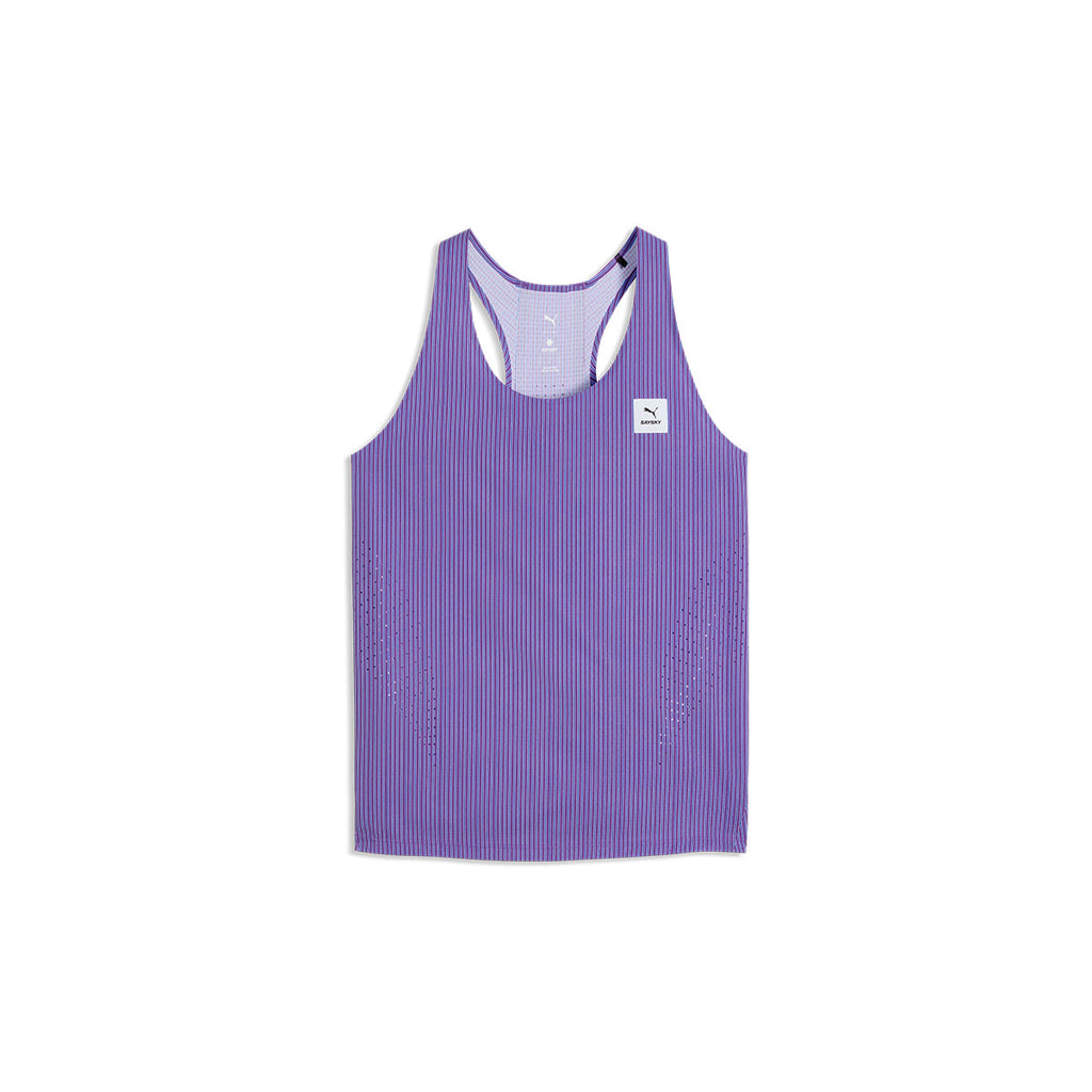 Puma X SAYSKY singlet til kvinder med lilla striber og logo
