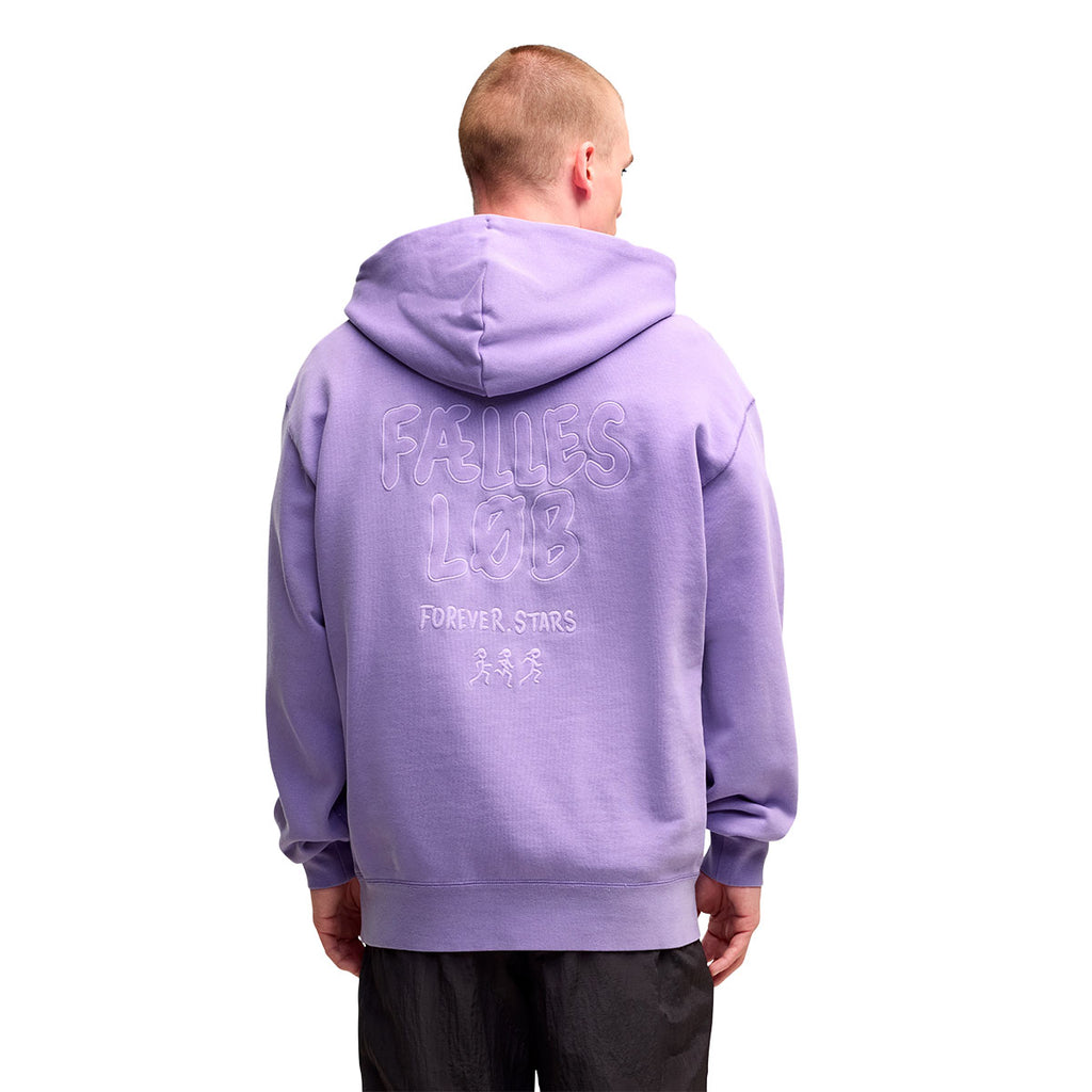 Lilla langærmet sweatshirt med grafisk rygprint og hætte