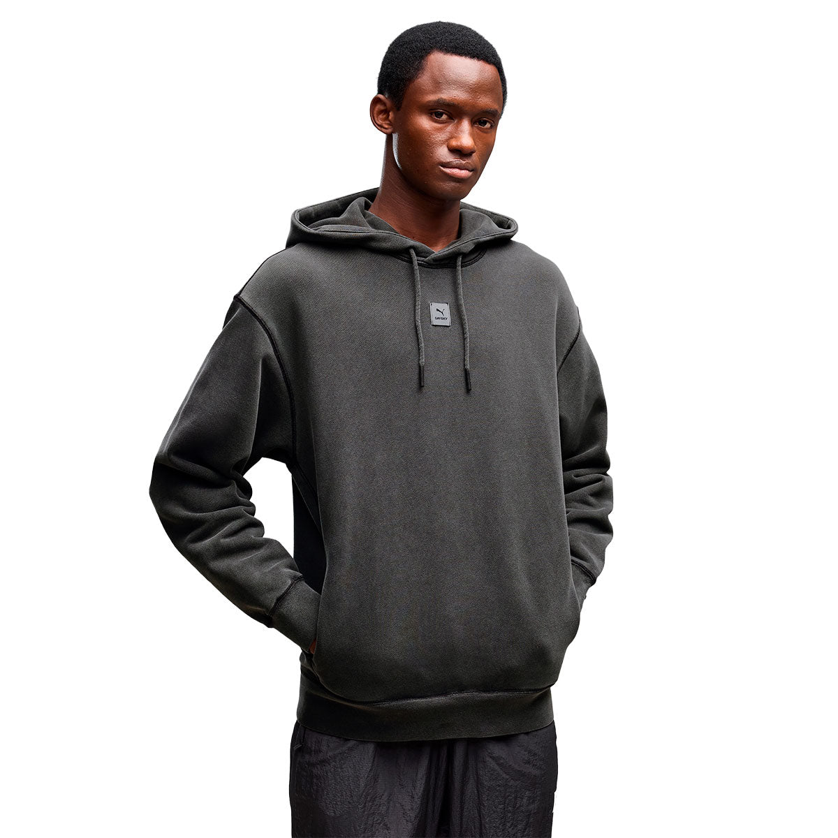 Mørkegrå langærmet PUMA X SAYSKY sweatshirt med hætte og snor