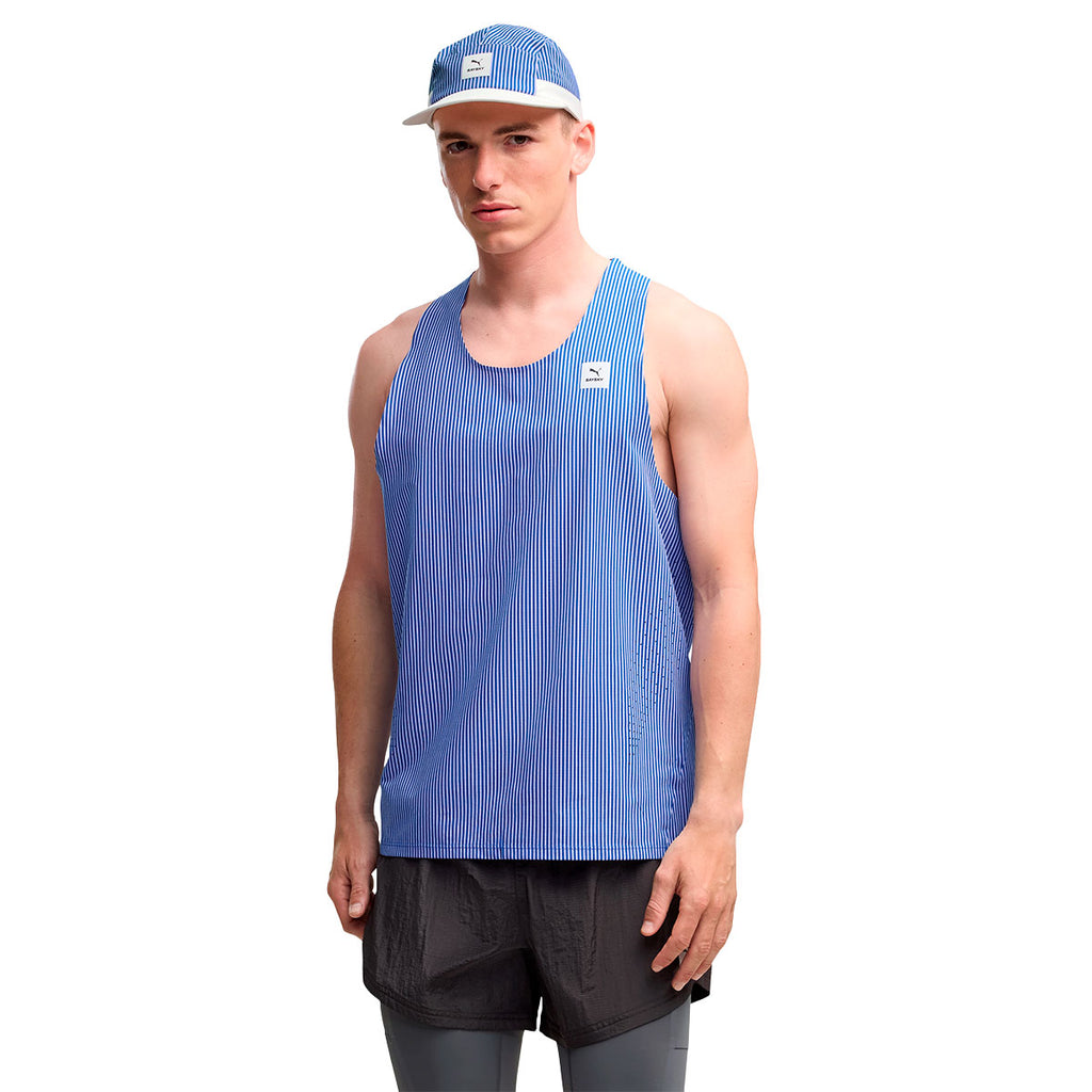 Puma X SAYSKY herresinglet med blå lodrette striber og logo