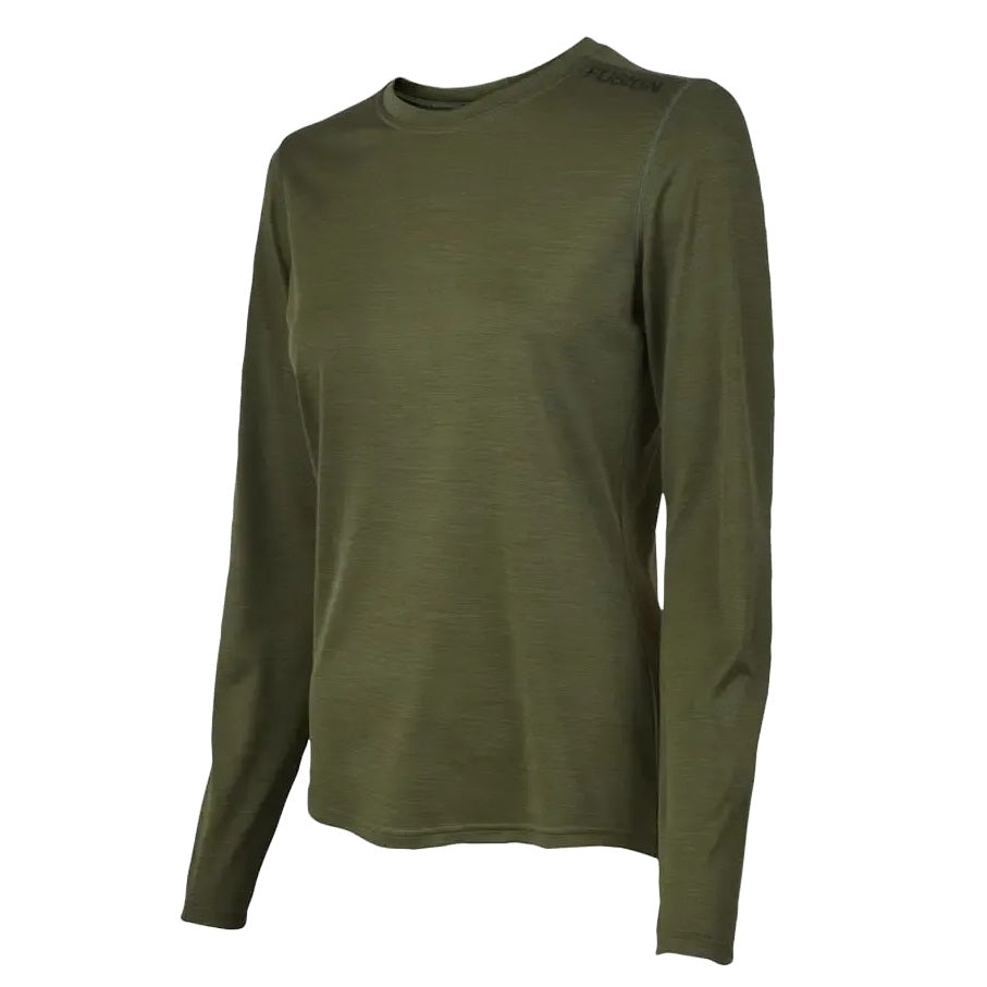Olivengrøn langærmet trøje Fusion C3 merino til dame