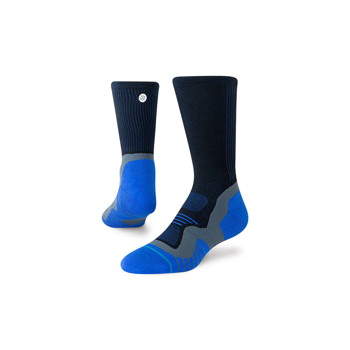 Stance Pace Light crewstrømper i blå og sort med mønster