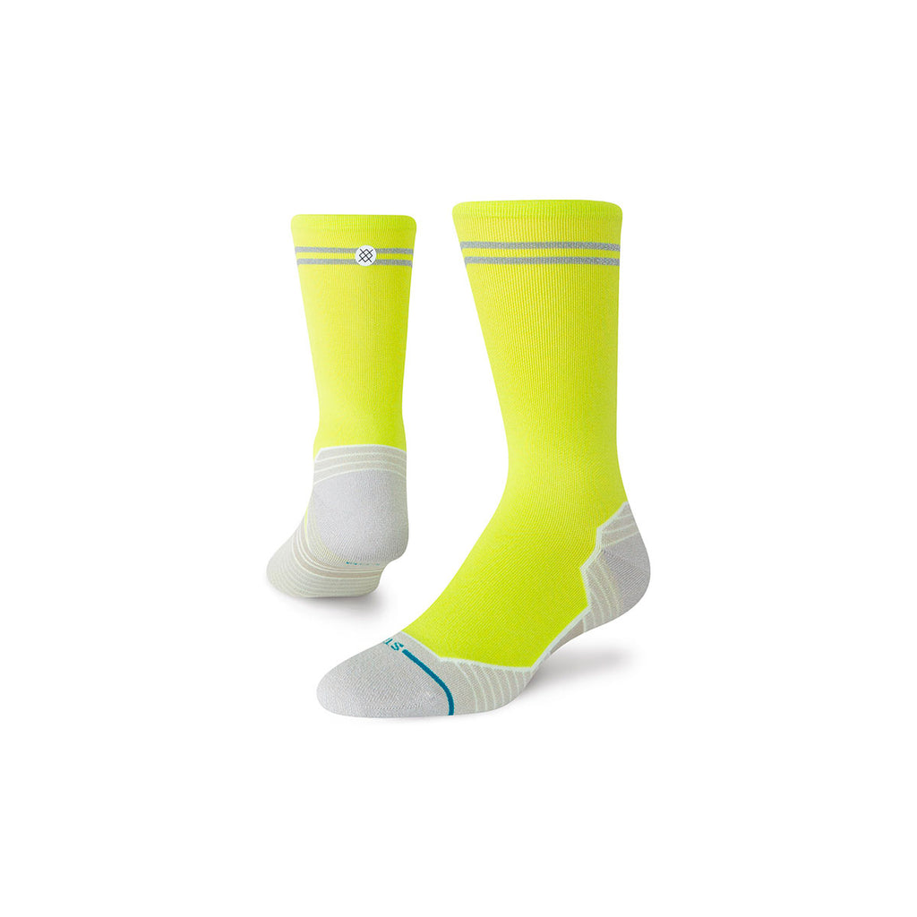 Stance Reflector Light Crew strømper i neon gul med grå hæl og tæer