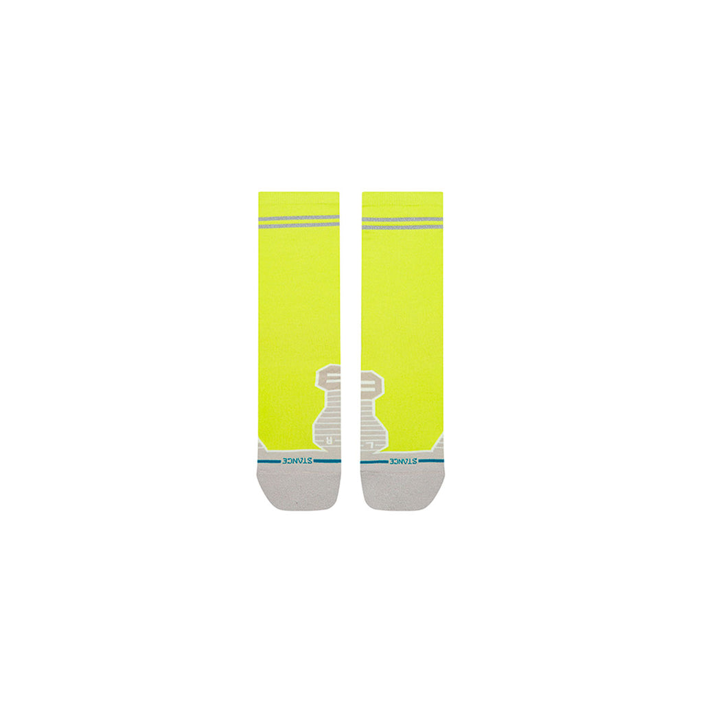 Stance Reflector Light Crew strømper med reflekterende striber limegrøn og grå
