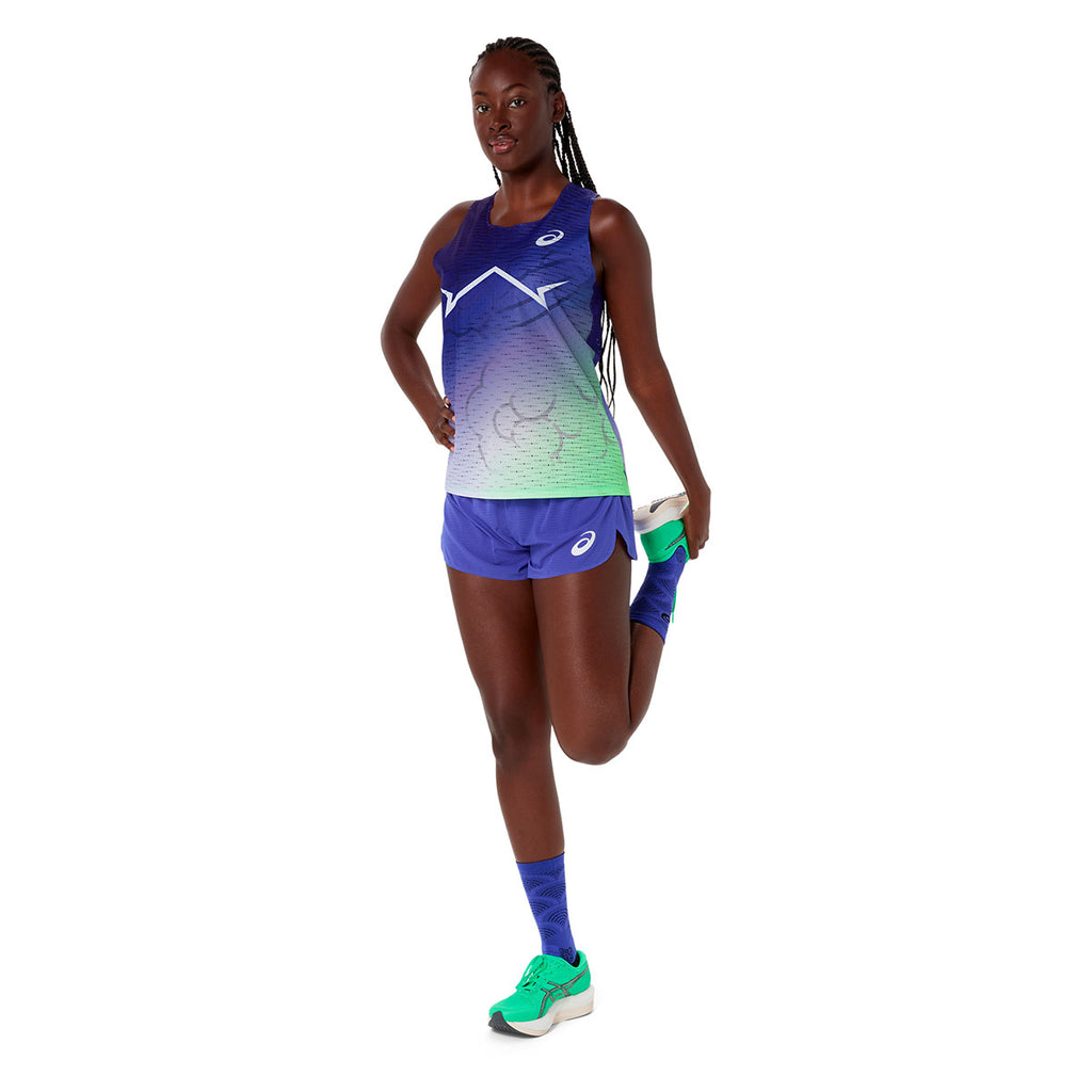 ASICS Actibreeze Light Shorts til damer i blå og grøn farve