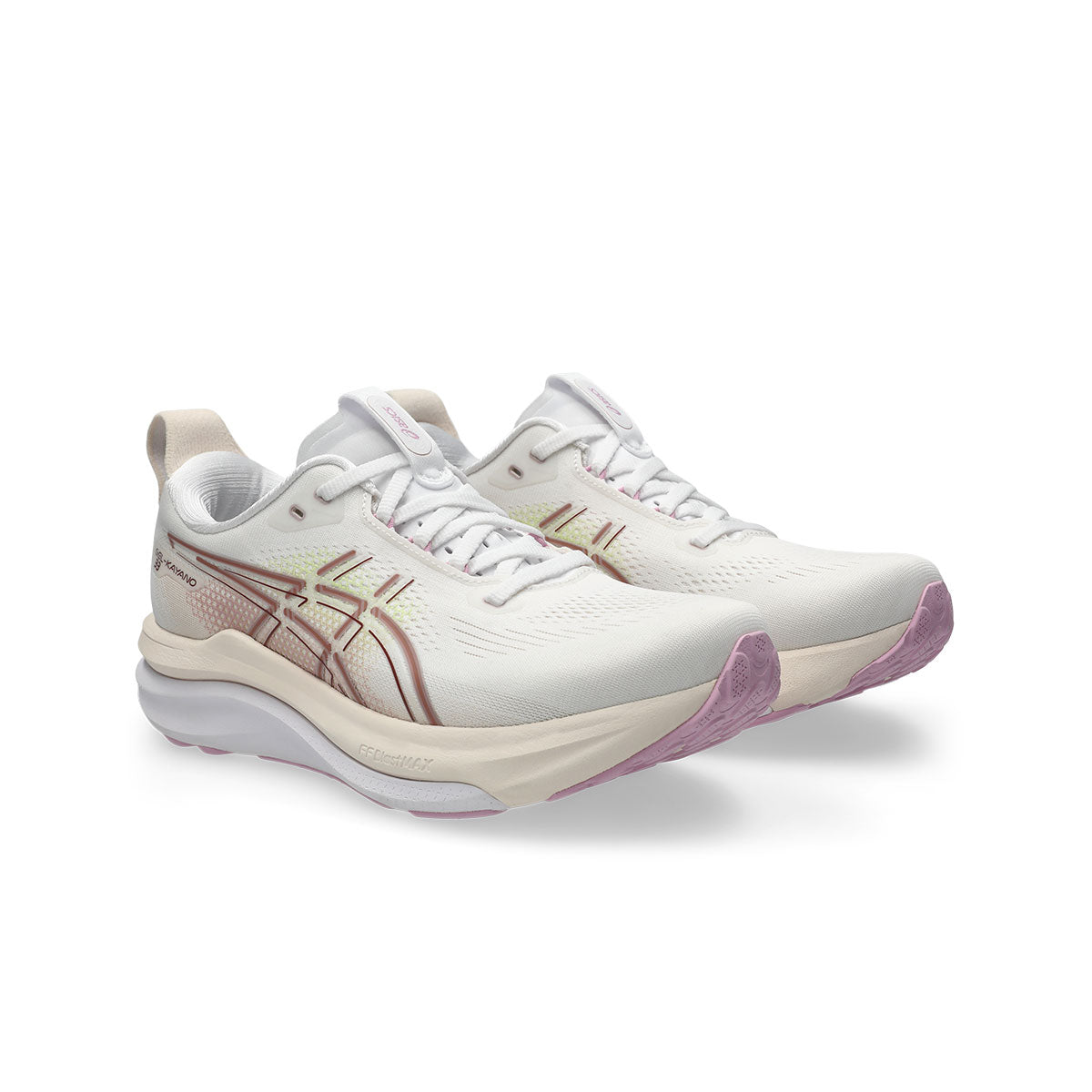 Asics Gel-Kayano 33 Dame løbesko i hvid og lyserød