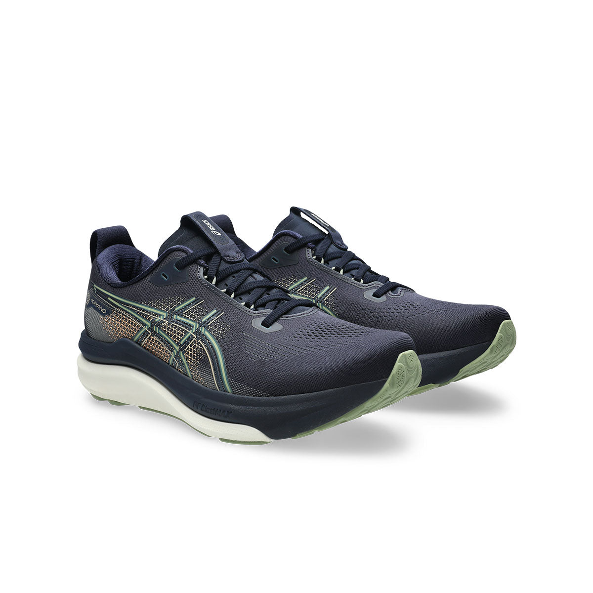 Asics Gel-Kayano 33 herre løbesko i mørkeblå med grønne detaljer