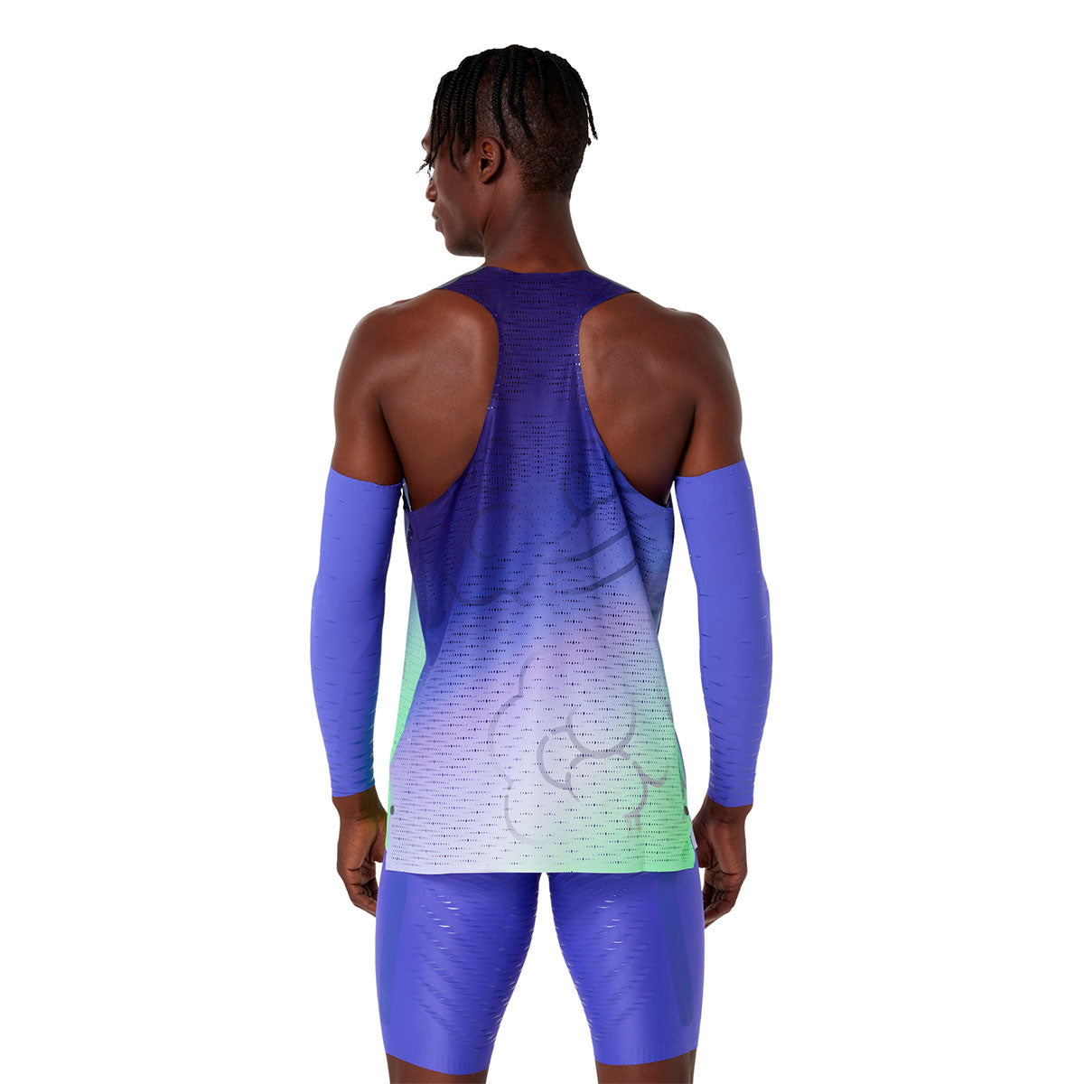 ASICS Metaspeed singlet til herrer med lange ærmer i blå og grøn gradient