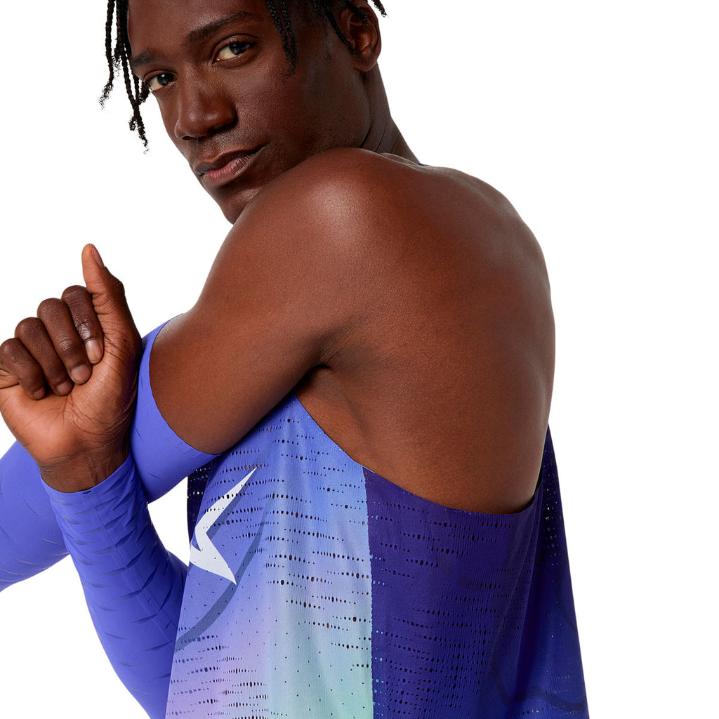 ASICS Metaspeed singlet til mænd i blå og lilla farver