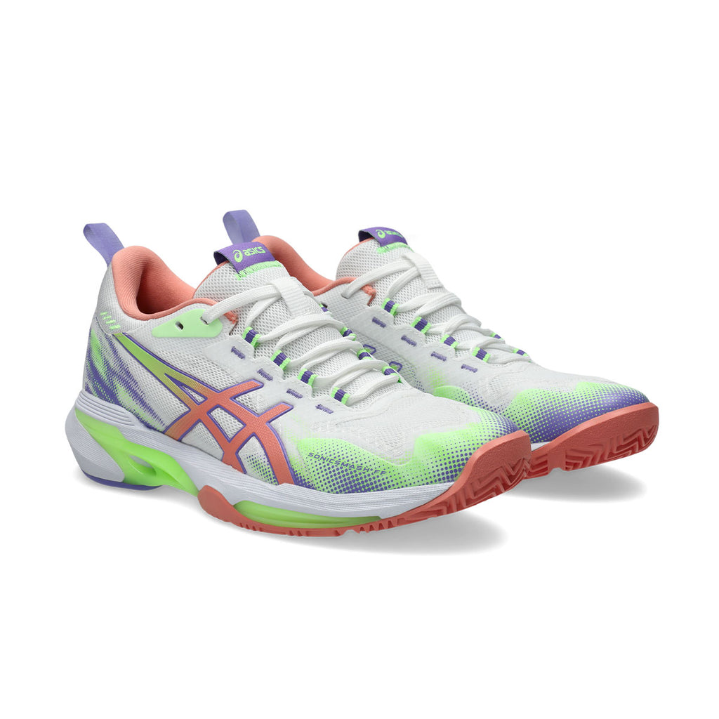 Asics Sonicsmash FF Dame indendørssko i hvid, grøn og lilla