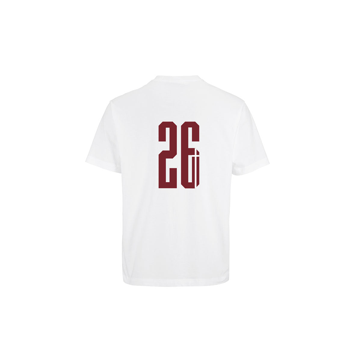Hvid T-shirt med nummer 26 på ryggen