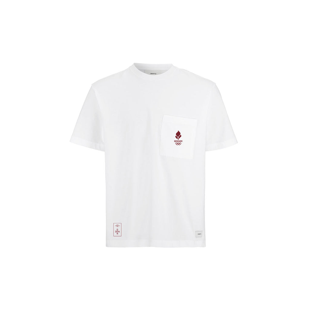 Hvid T-shirt med lomme og olympisk logo