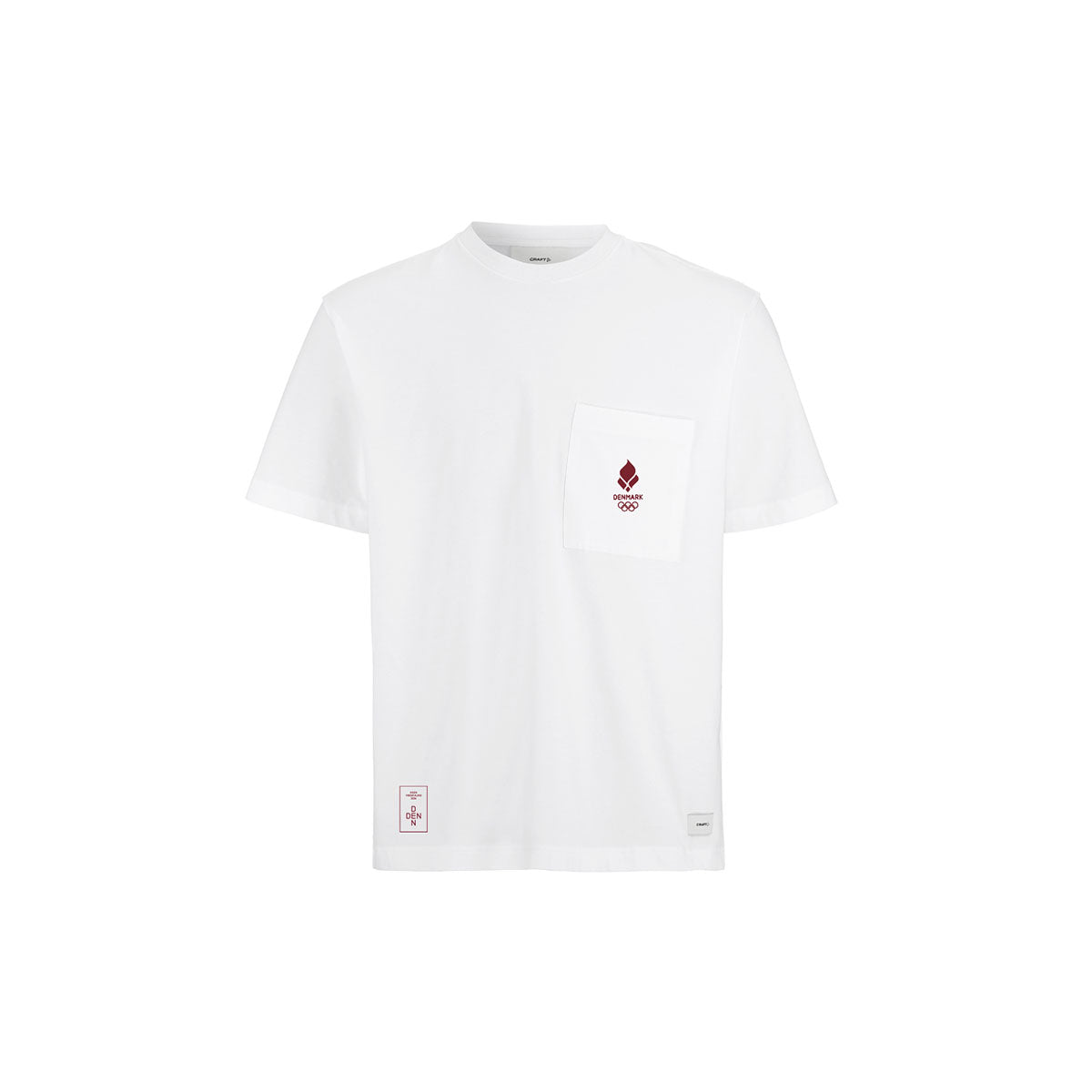 Hvid T-shirt med lomme og olympisk logo