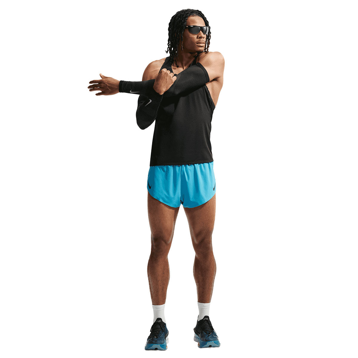 Nike AeroSwift 2 inch herre-shorts i sort og turkis