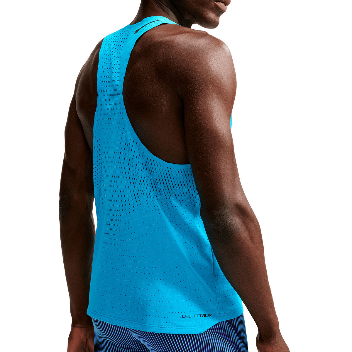Nike AeroSwift herresinglet med blå mesh-paneler og racerback