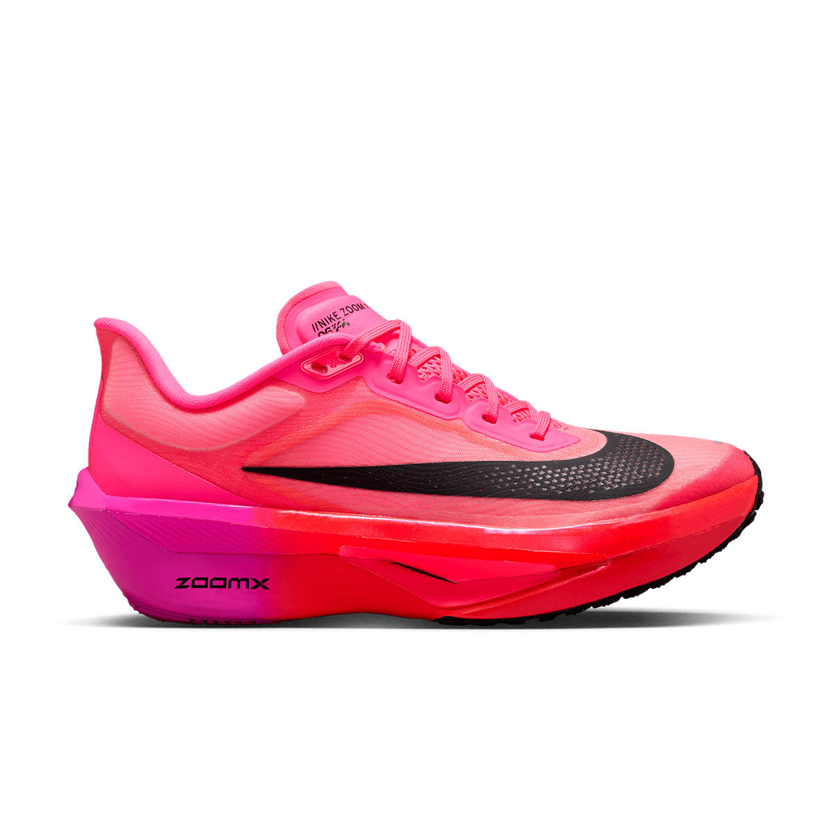 Nike Zoom Fly 6 Dame løbesko med pink overdel og sort Swoosh
