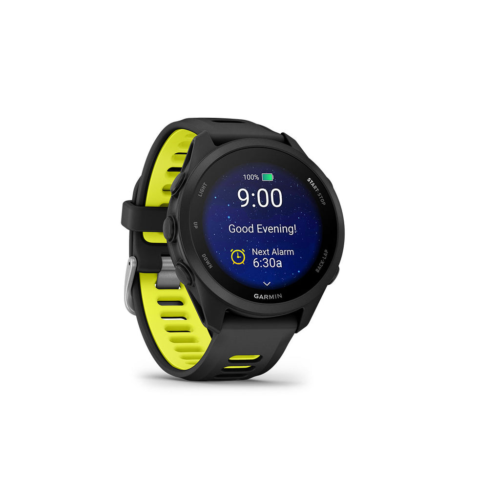 Garmin Forerunner 170 i sort og gul med digitalt urdisplay