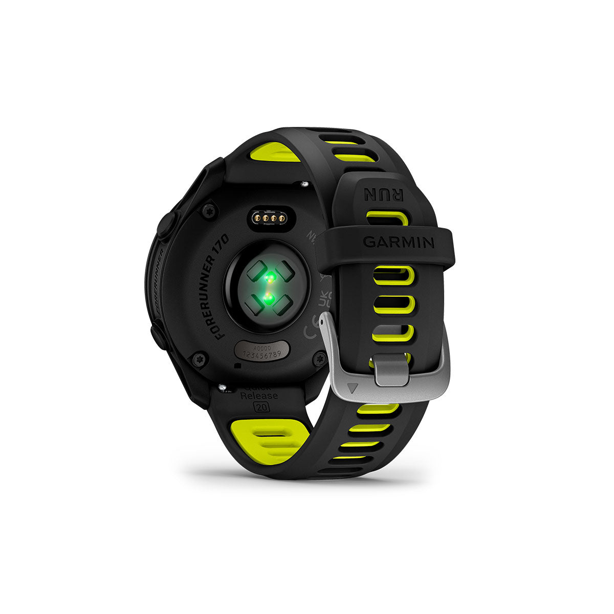 Garmin Forerunner 170 Music sort med gul rem og pulsmåler
