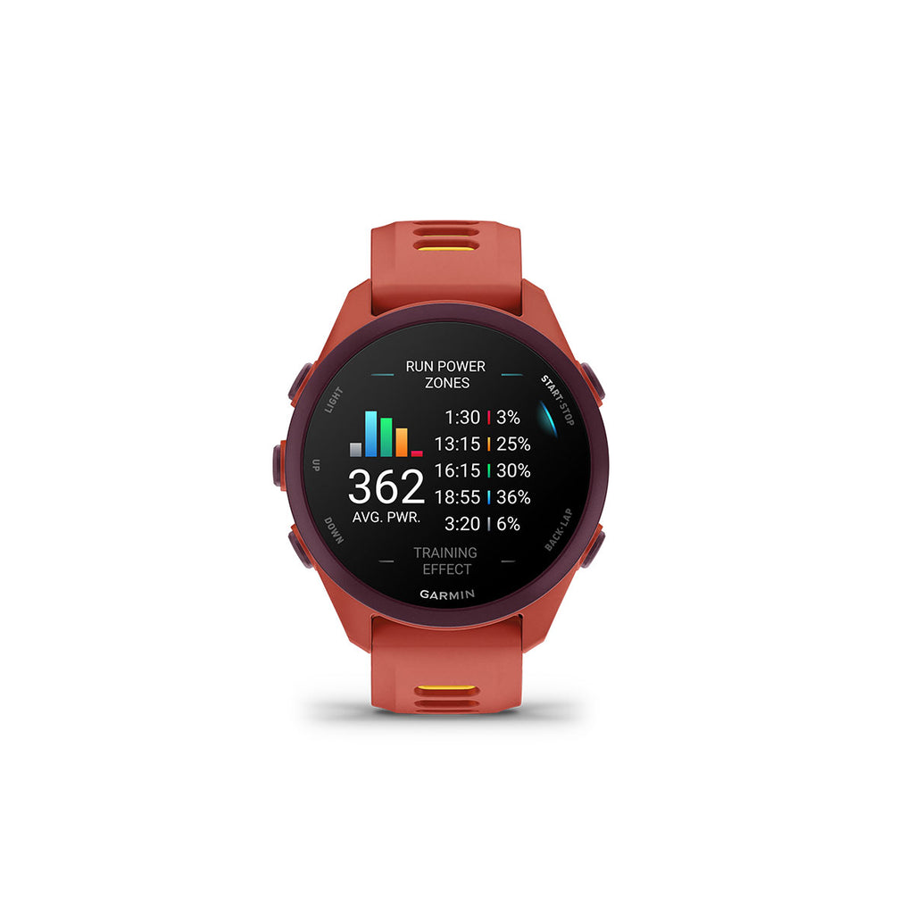 Garmin Forerunner 170 Music i rød og pink med træningsdata