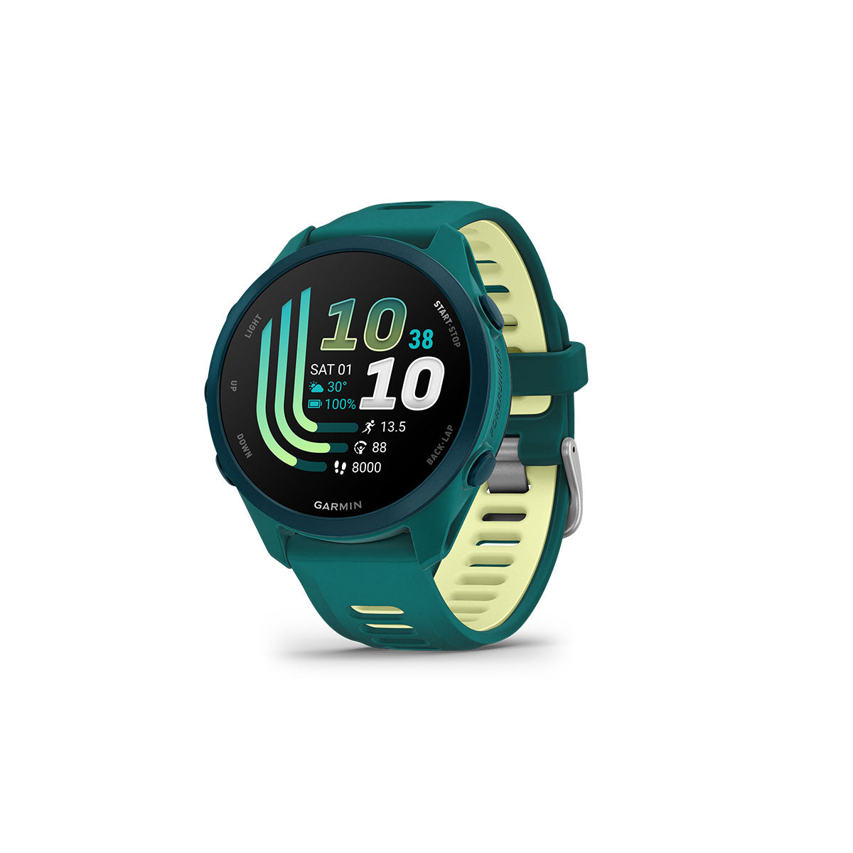 Garmin Forerunner 170 Music i teal grøn med aktivitetsmåler