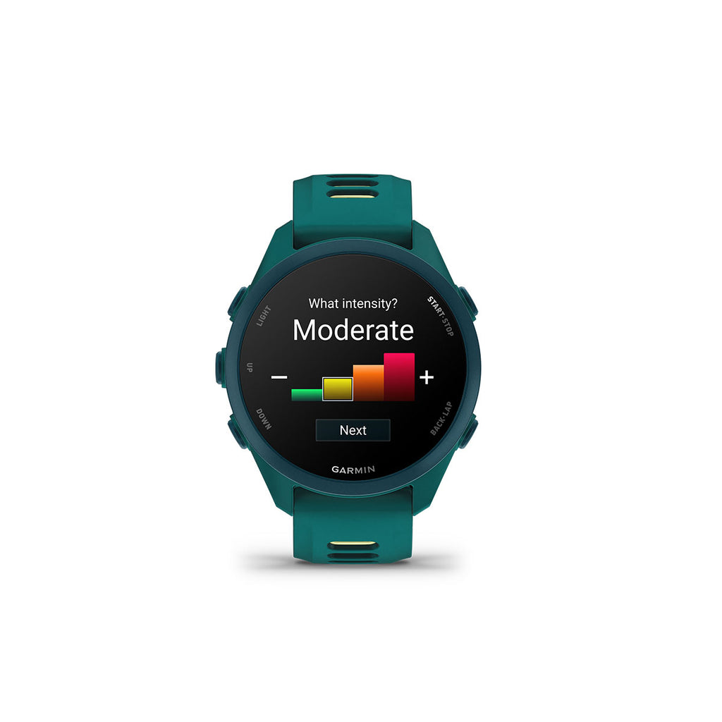 Garmin Forerunner 170 Music i tealgrøn med aktivitetsintensitetsskærm
