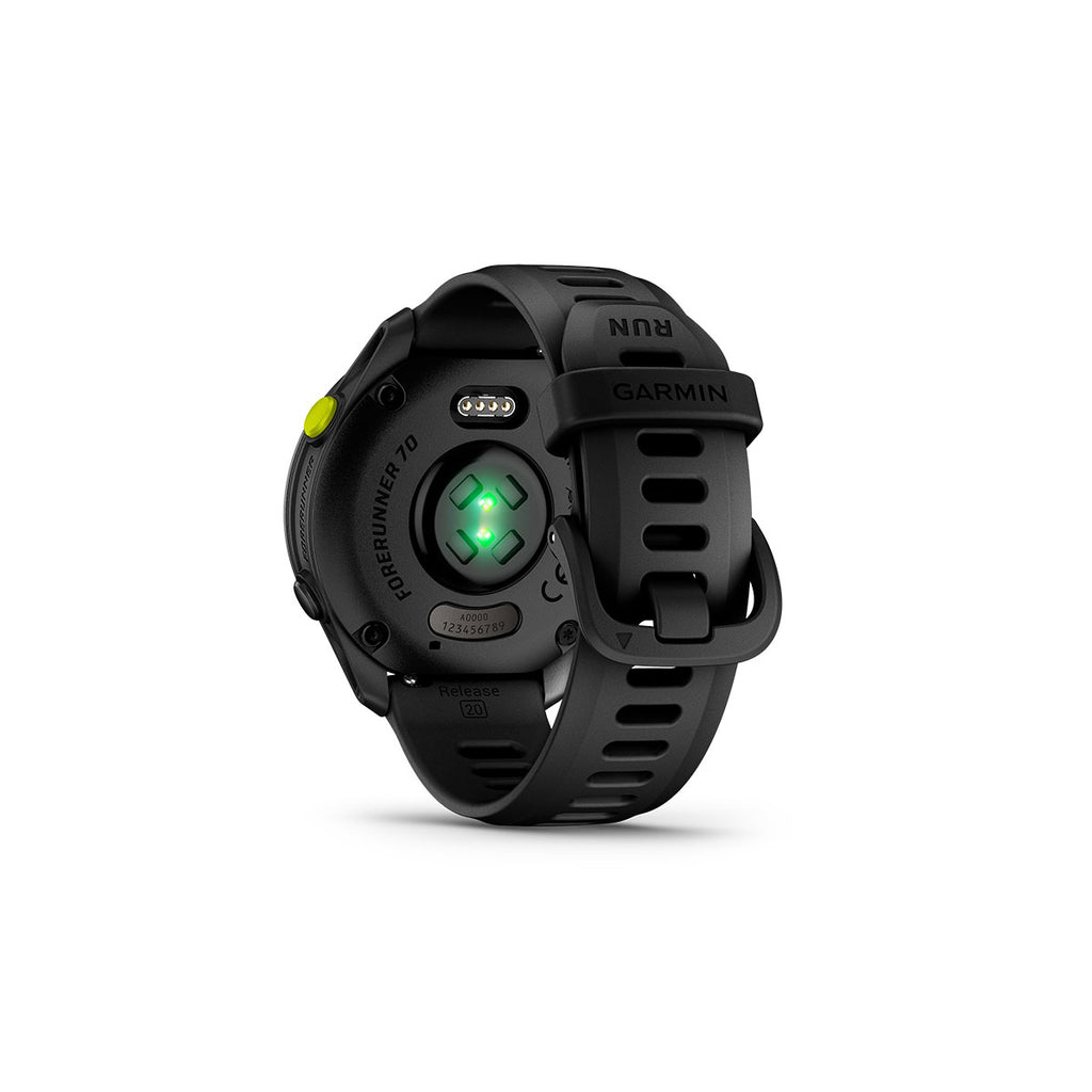 Garmin Forerunner 70 sort løbeur med pulsmåler på bagsiden