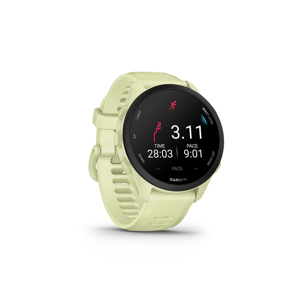 Garmin Forerunner 70 i citron med løbe- og tidsmåling