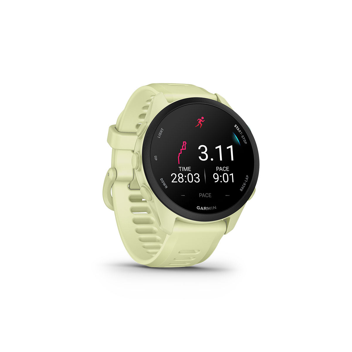 Garmin Forerunner 70 i citron med løbe- og tidsmåling