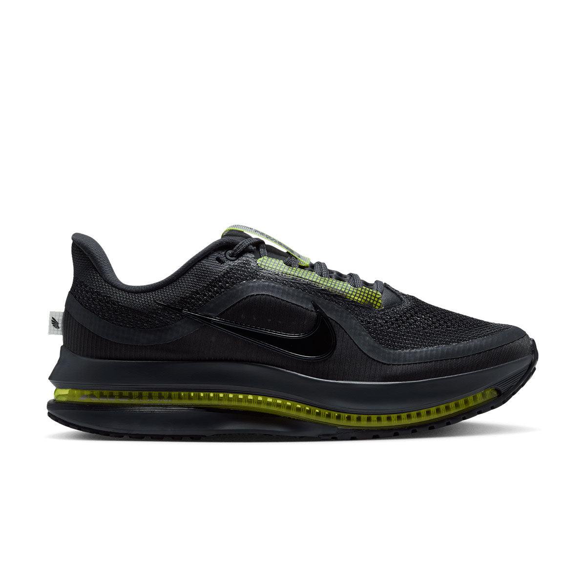 Nike Pegasus herreløbesko i sort med limegrøn detaljer og snørebånd