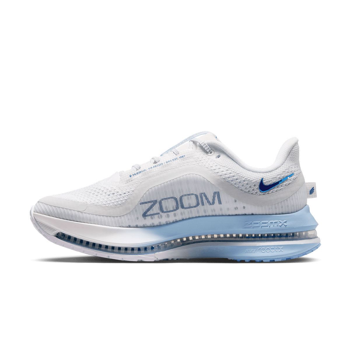 Nike Pegasus Premium Dame løbesko i hvid med blå detaljer og snøring