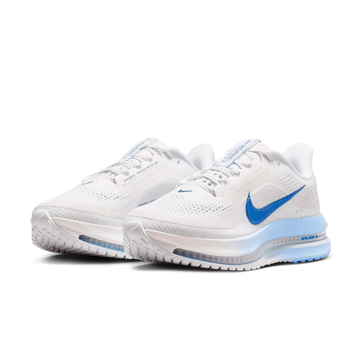 Nike Pegasus Premium Dame løbesko i hvid med blå detaljer og snørebånd
