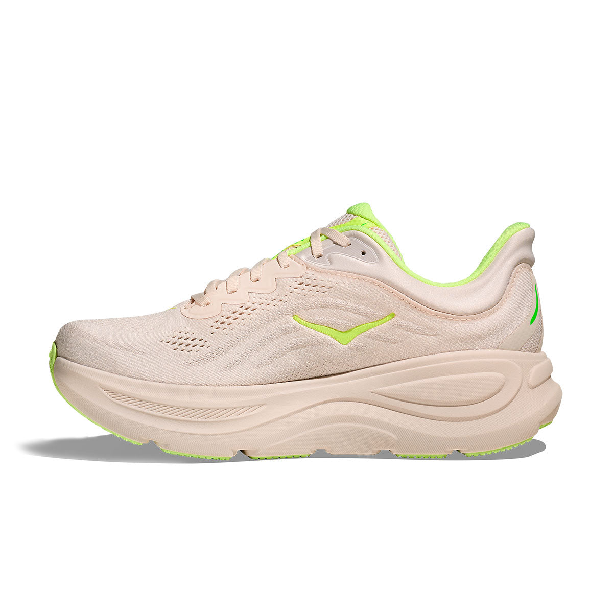 Hoka Bondi 9 herre løbesko i beige med grønne detaljer