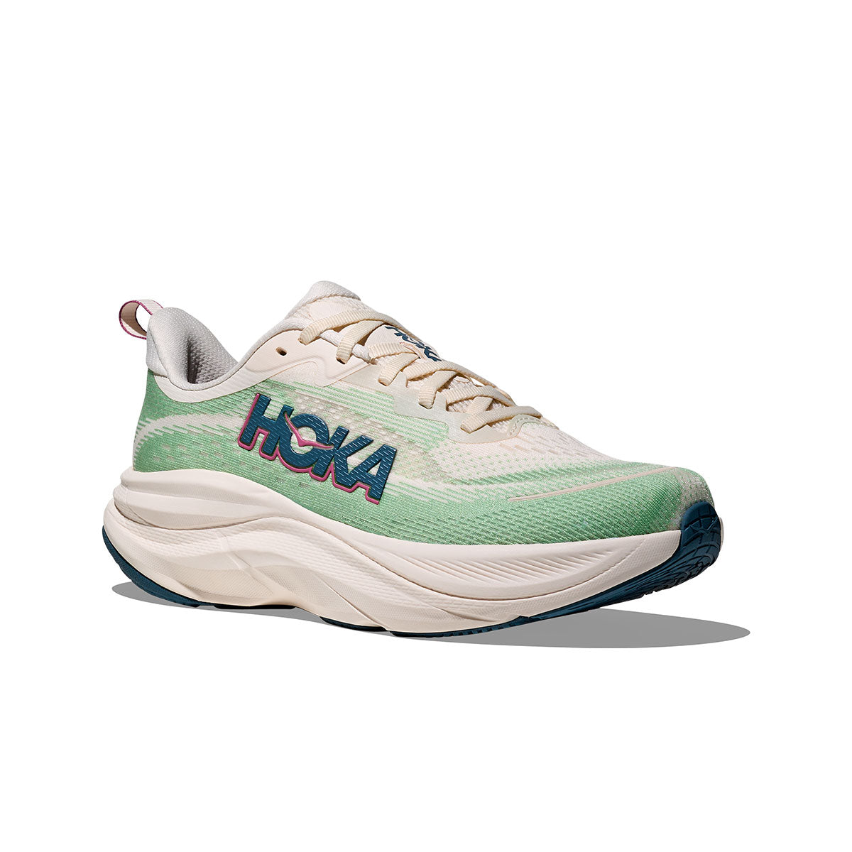 Hoka Skyflow Dame løbesko i grøn og beige farve