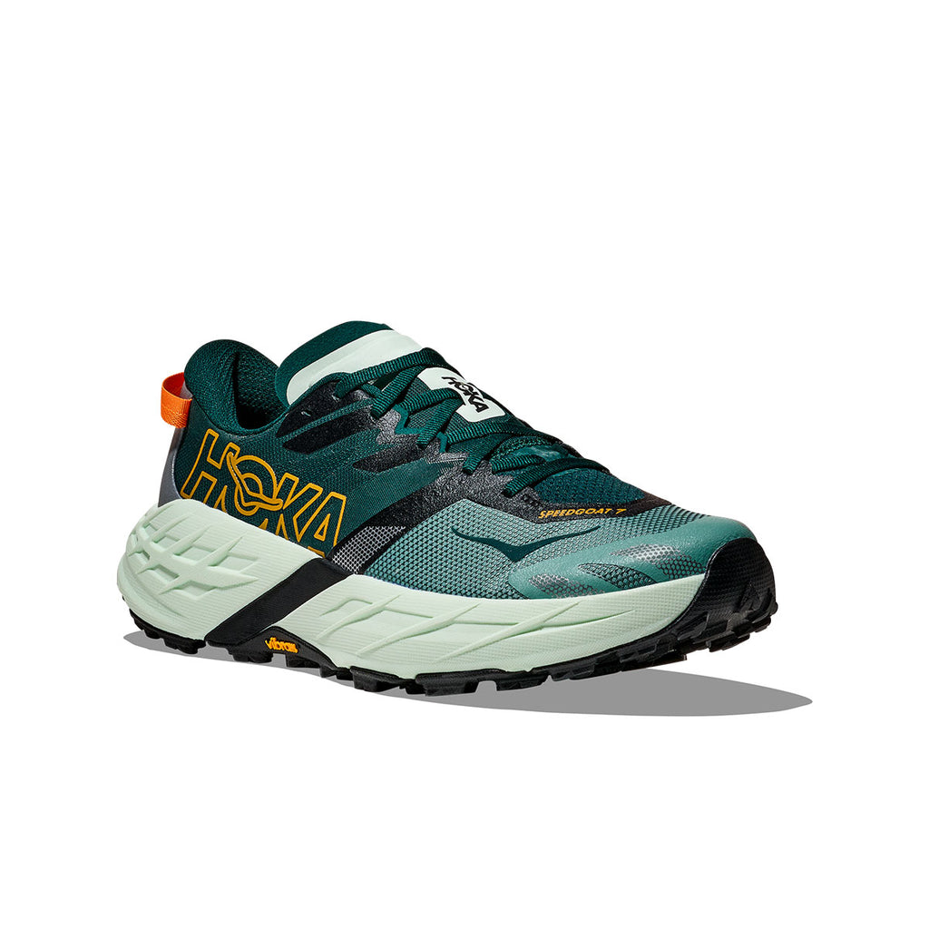 Hoka Speedgoat 7 herresko i grøn og sort farve